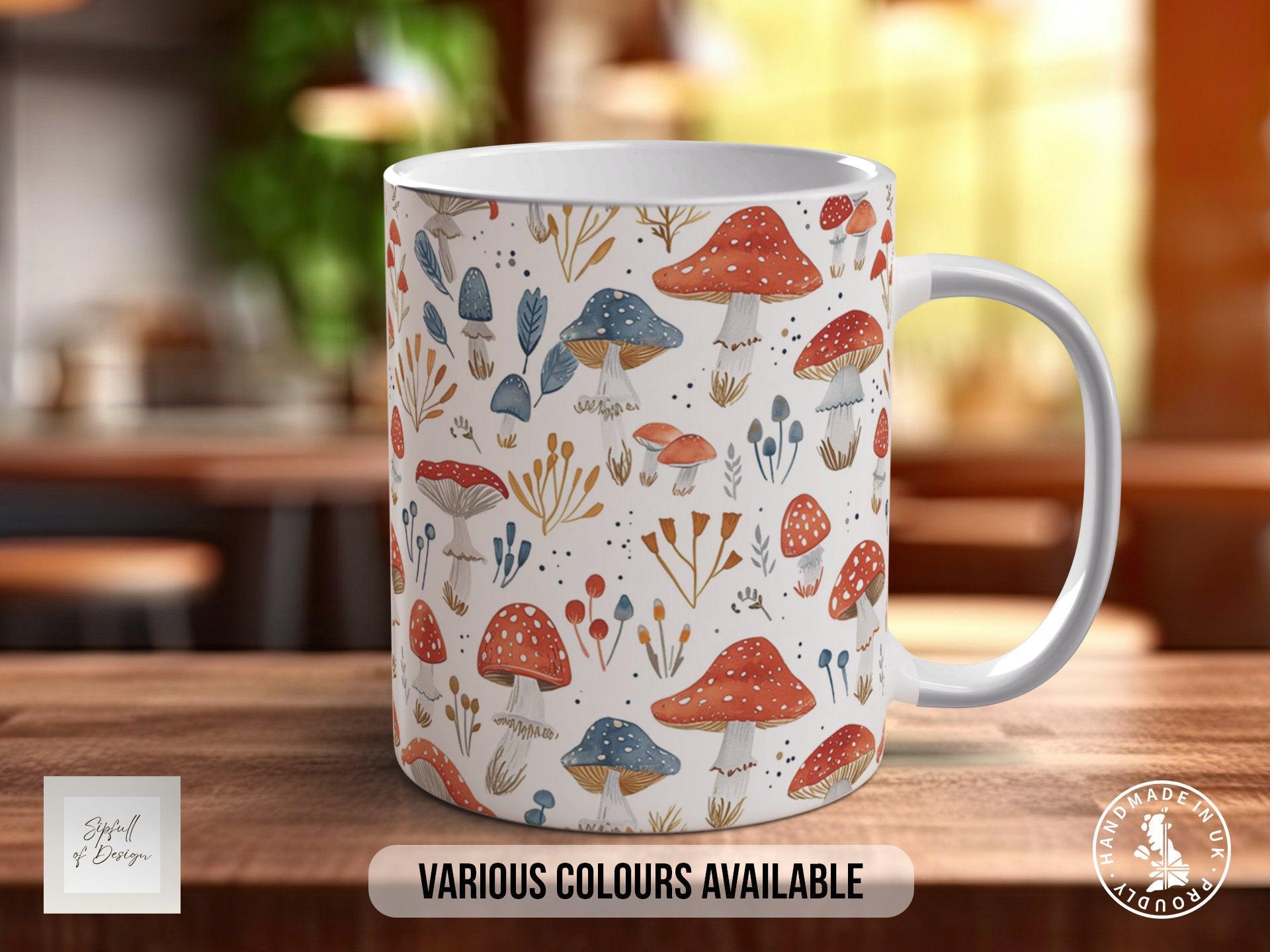 Mushroom Garden Pattern Full Wrap Coloured Art Mug - Design 15 - Sipfull of Design