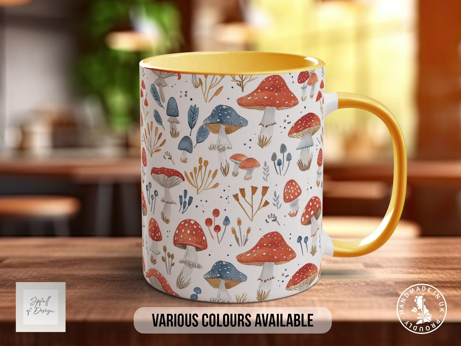 Mushroom Garden Pattern Full Wrap Coloured Art Mug - Design 15 - Sipfull of Design
