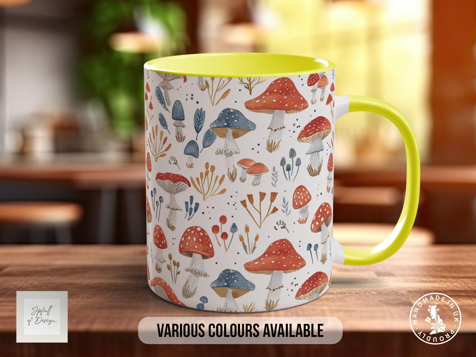 Mushroom Garden Pattern Full Wrap Coloured Art Mug - Design 15 - Sipfull of Design