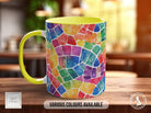 Watercolour Rainbow Stained Glass Pattern Full Wrap Coloured Art Mug - Design 1 - Sipfull of Design