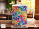 Watercolour Rainbow Stained Glass Pattern Full Wrap Coloured Art Mug - Design 1 - Sipfull of Design