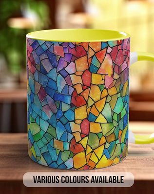 Watercolour Rainbow Stained Glass Pattern Full Wrap Coloured Art Mug - Design 2 - Sipfull of Design