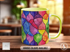Watercolour Rainbow Stained Glass Pattern Full Wrap Coloured Art Mug - Design 7 - Sipfull of Design