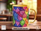Watercolour Rainbow Stained Glass Pattern Full Wrap Coloured Art Mug - Design 7 - Sipfull of Design