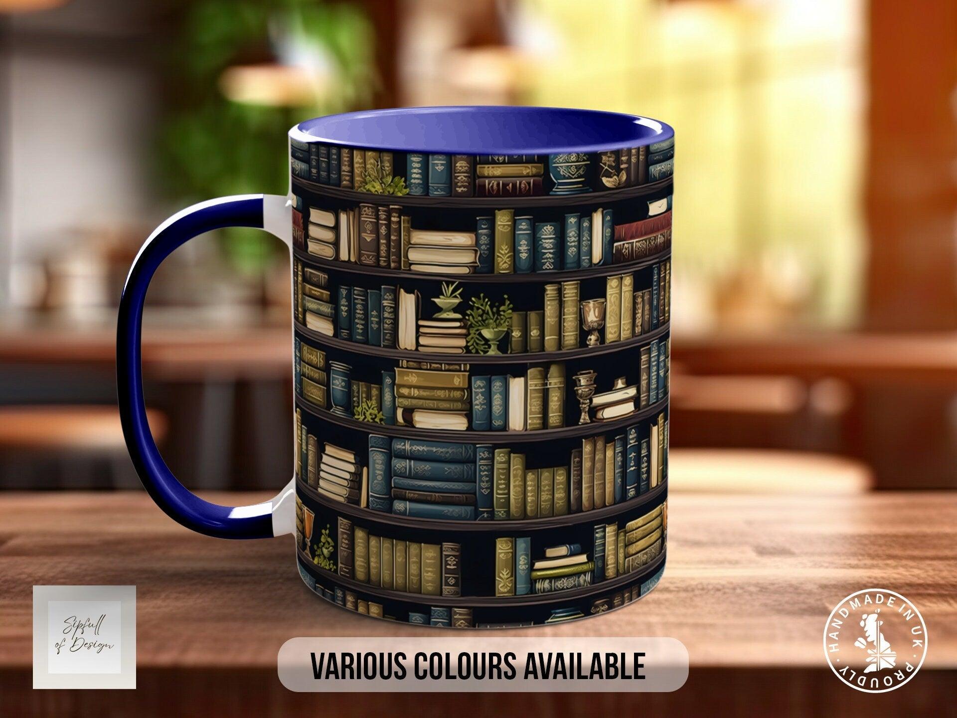 Book Shelf Pattern Full Wrap Coloured Art Mug - Design 3 - Sipfull of Design