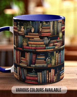 Book Shelf Pattern Full Wrap Coloured Art Mug - Design 4 - Sipfull of Design