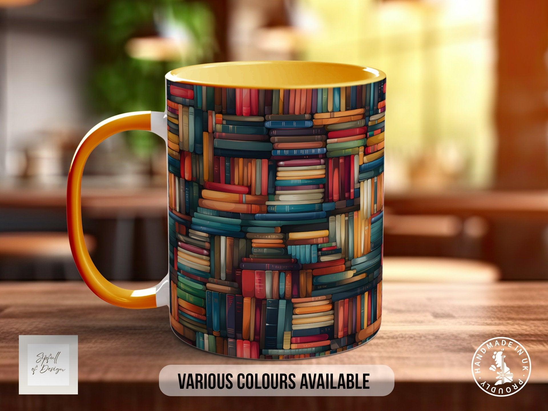 Book Shelf Pattern Full Wrap Coloured Art Mug - Design 7 - Sipfull of Design