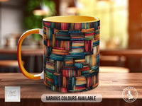 Book Shelf Pattern Full Wrap Coloured Art Mug - Design 7 - Sipfull of Design