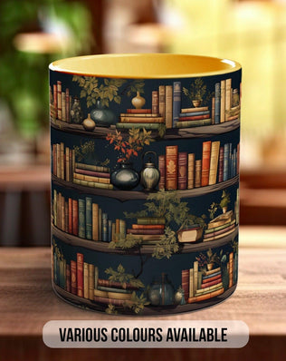 Book Shelf Pattern Full Wrap Coloured Art Mug - Design 8 - Sipfull of Design