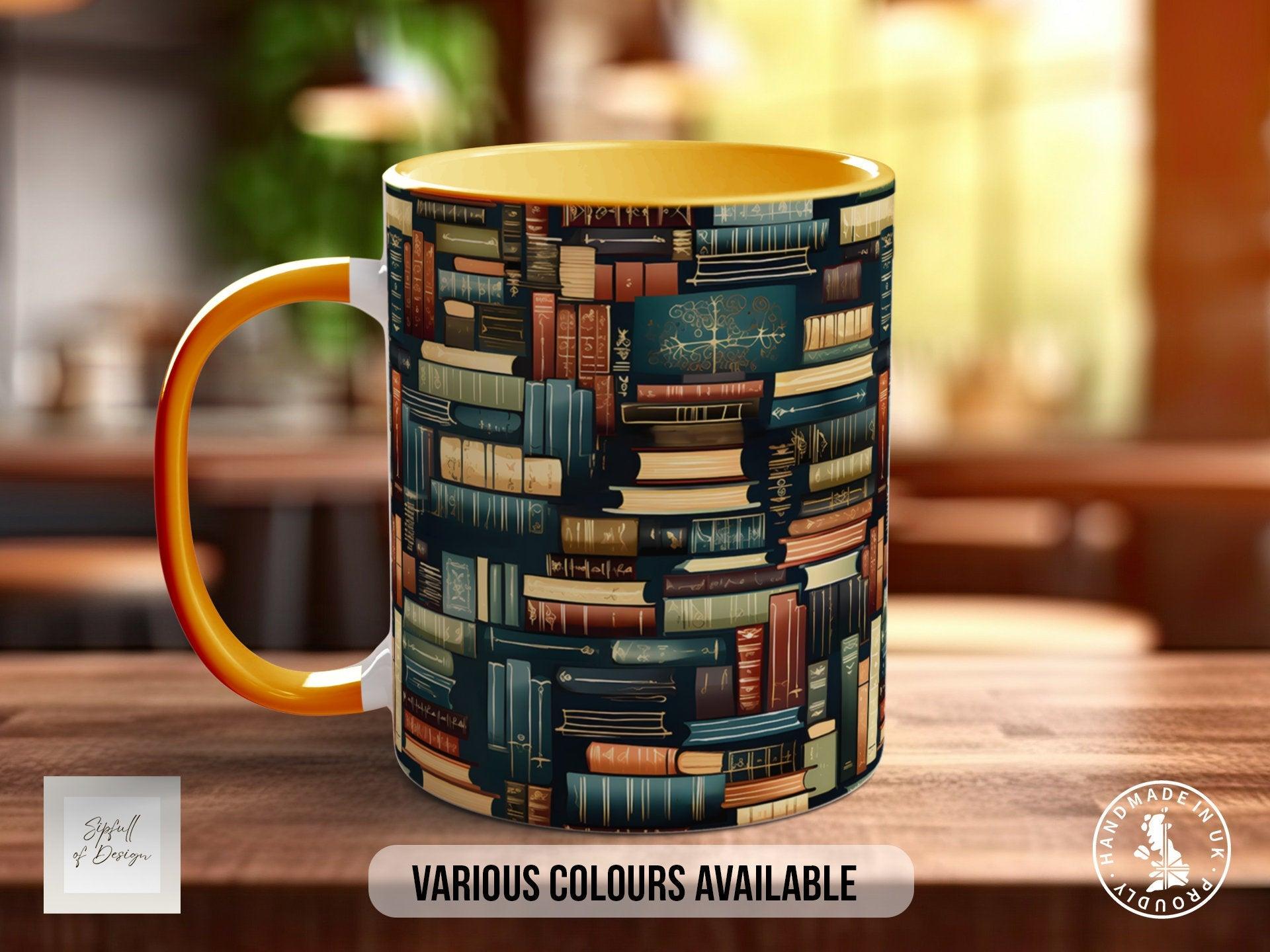 Book Shelf Pattern Full Wrap Coloured Art Mug - Design 11 - Sipfull of Design