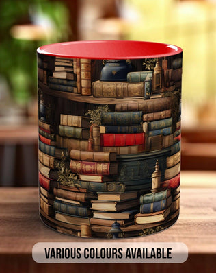 Book Shelf Pattern Full Wrap Coloured Art Mug - Design 12 - Sipfull of Design