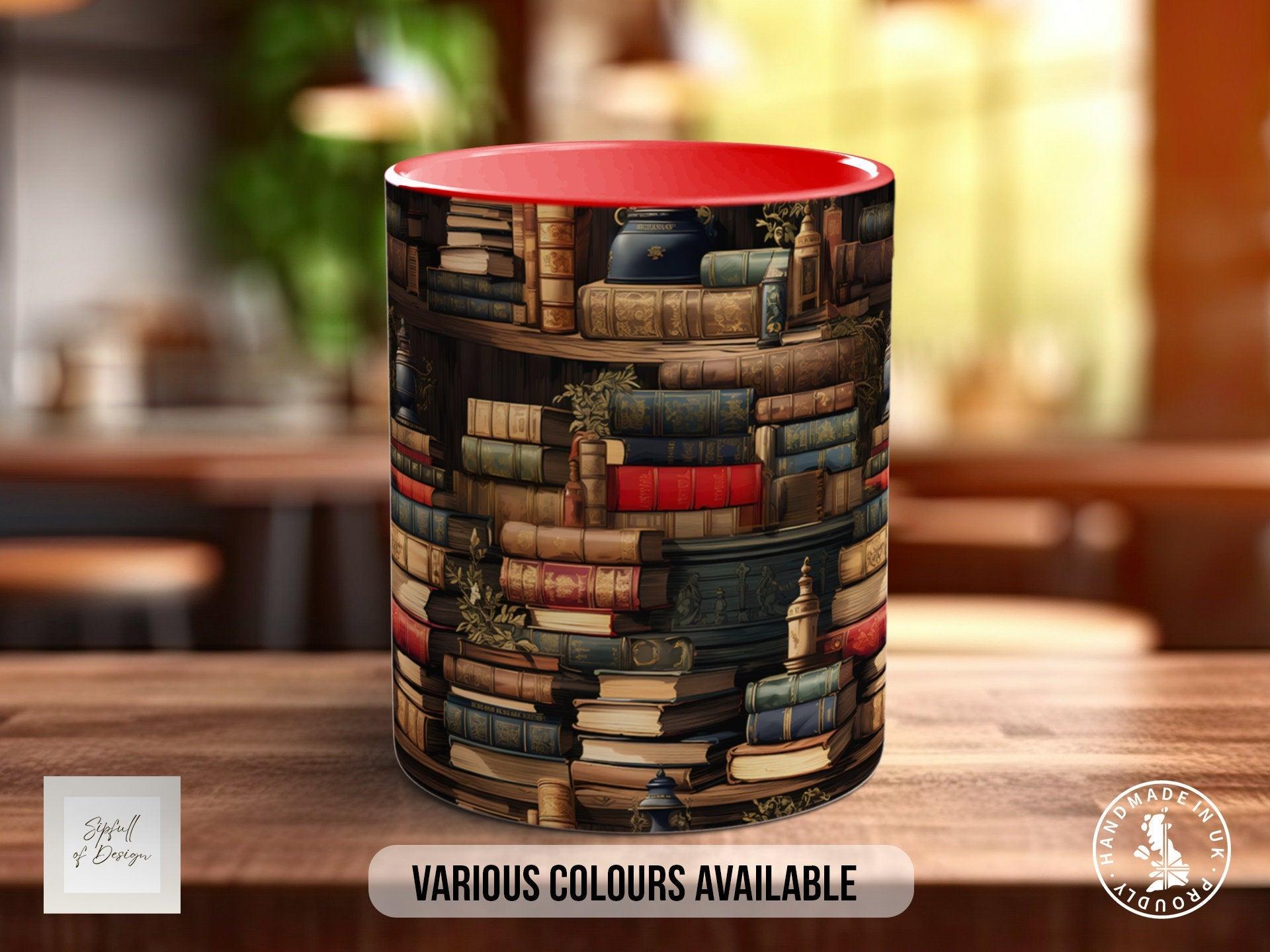 Book Shelf Pattern Full Wrap Coloured Art Mug - Design 12 - Sipfull of Design