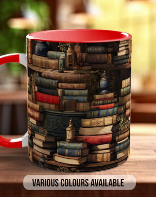 Book Shelf Pattern Full Wrap Coloured Art Mug - Design 12 - Sipfull of Design