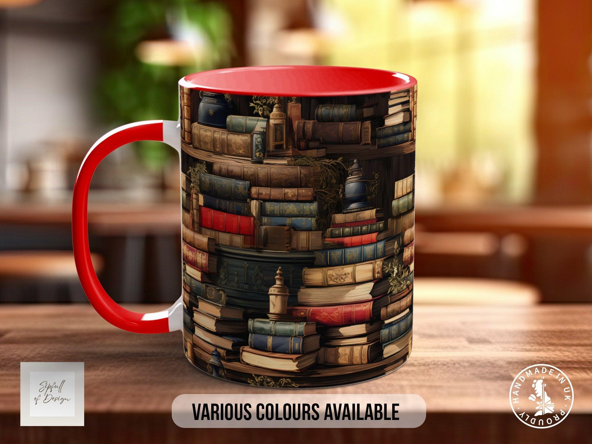 Book Shelf Pattern Full Wrap Coloured Art Mug - Design 12 - Sipfull of Design