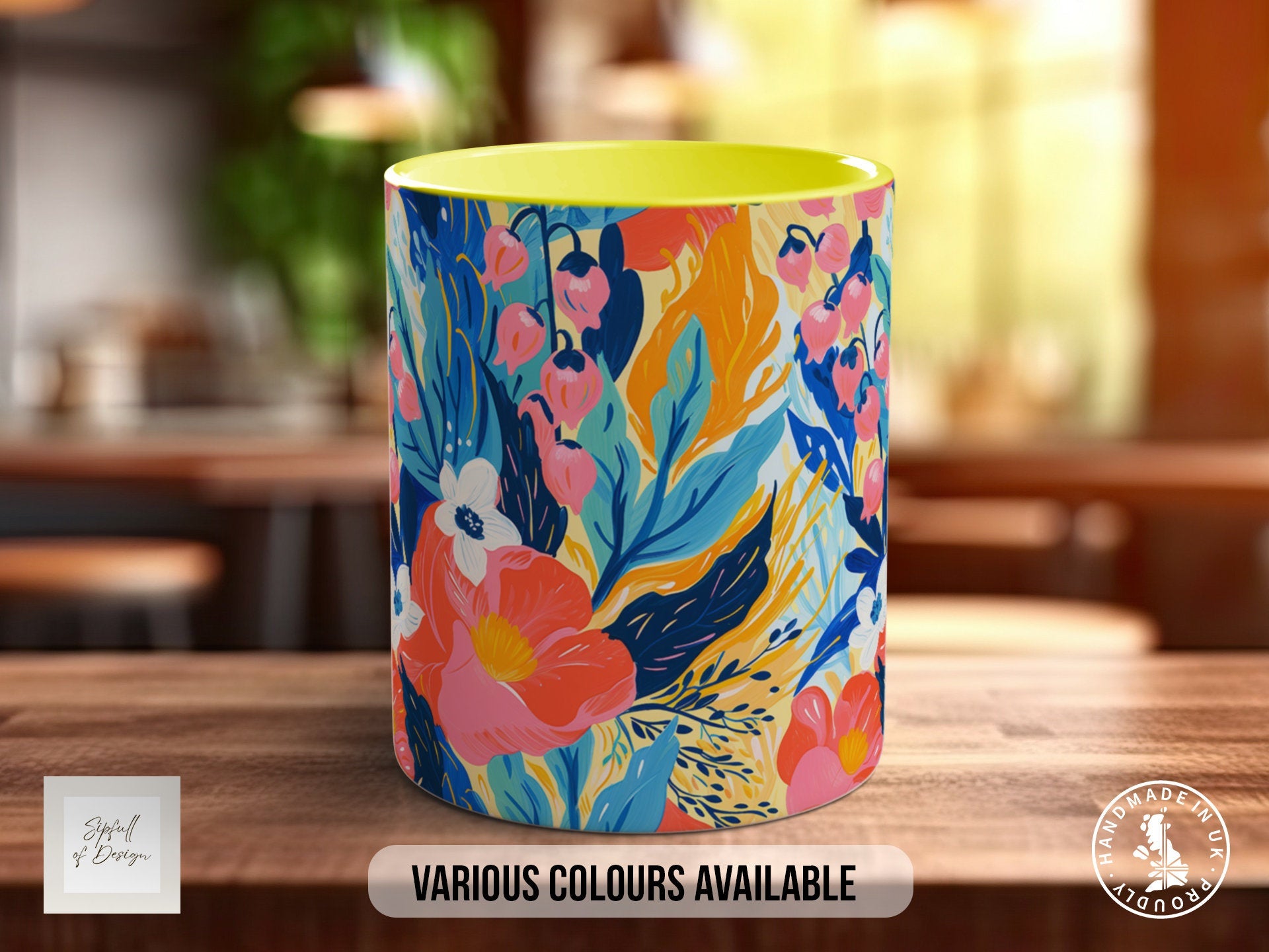 Birth Month Flowers Mug - May Lily of the Valley and Hawthorn - Coloured 11oz, Bone China 10oz and 15oz and Latte 12oz options