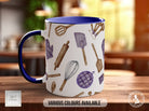 Coloured Baking Pattern Full Wrap Mug - Design 2 - Love Cooking - Kitchen Theme