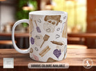 Coloured Baking Pattern Full Wrap Mug - Design 3 - Love Cooking - Kitchen Theme