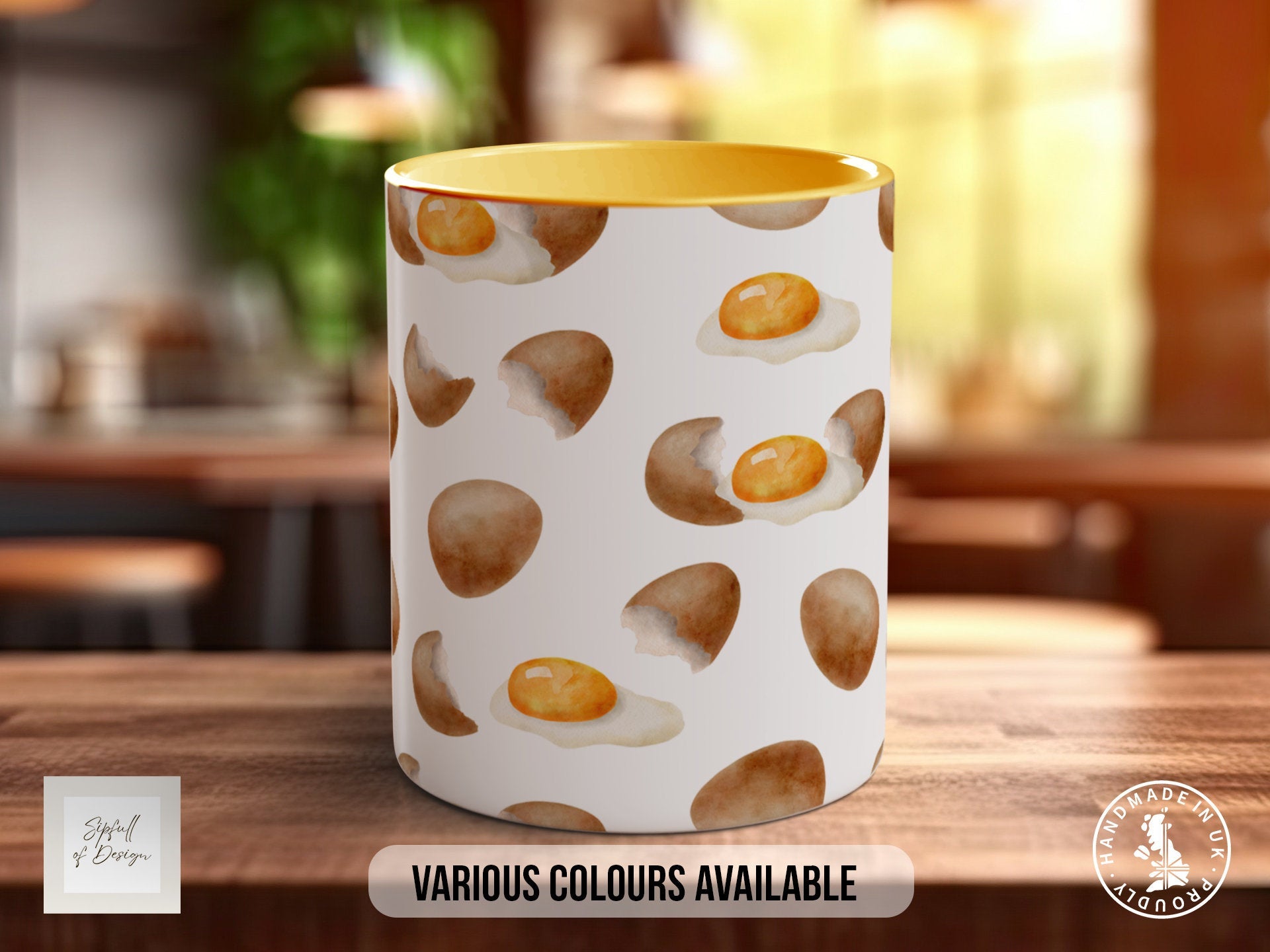 Coloured Baking Pattern Full Wrap Mug - Design 11 - Love Cooking - Kitchen Theme