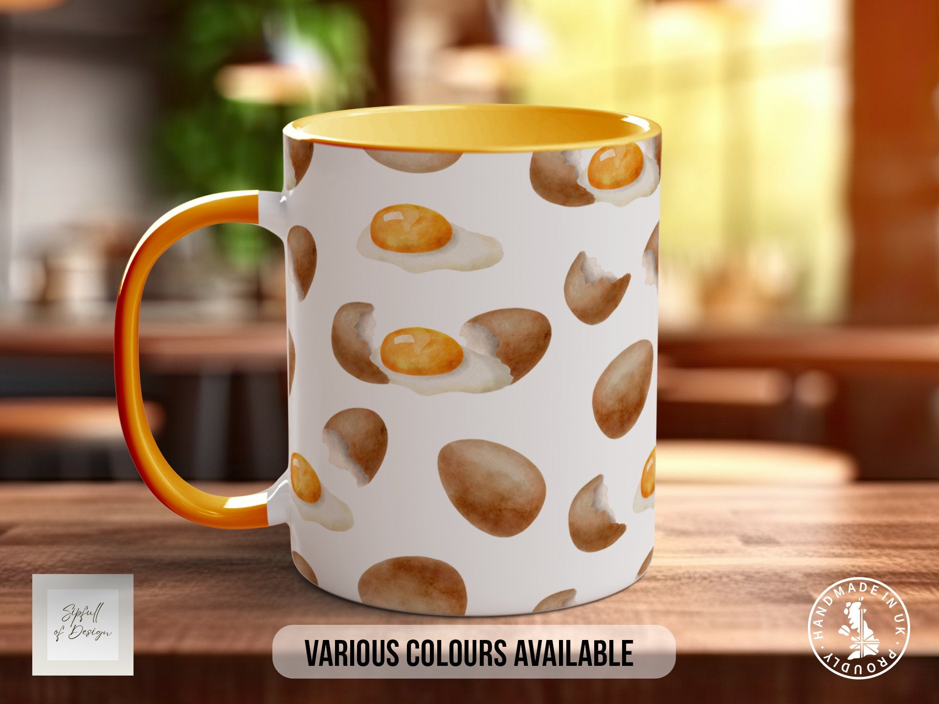 Coloured Baking Pattern Full Wrap Mug - Design 11 - Love Cooking - Kitchen Theme