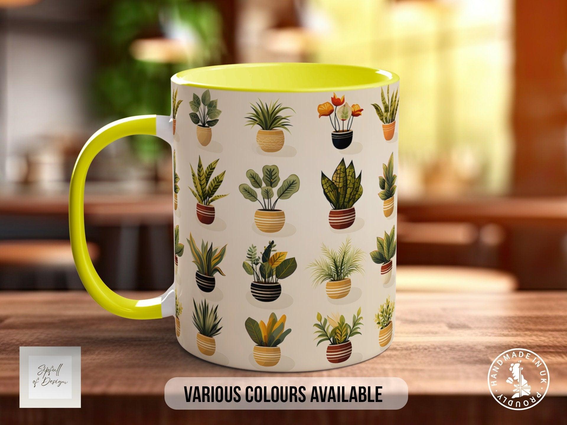 House Plants Full Wrap Art Mug - Design 4 - Coloured 11oz, Bone China 10oz and 15oz and Latte 12oz options. - Sipfull of Design