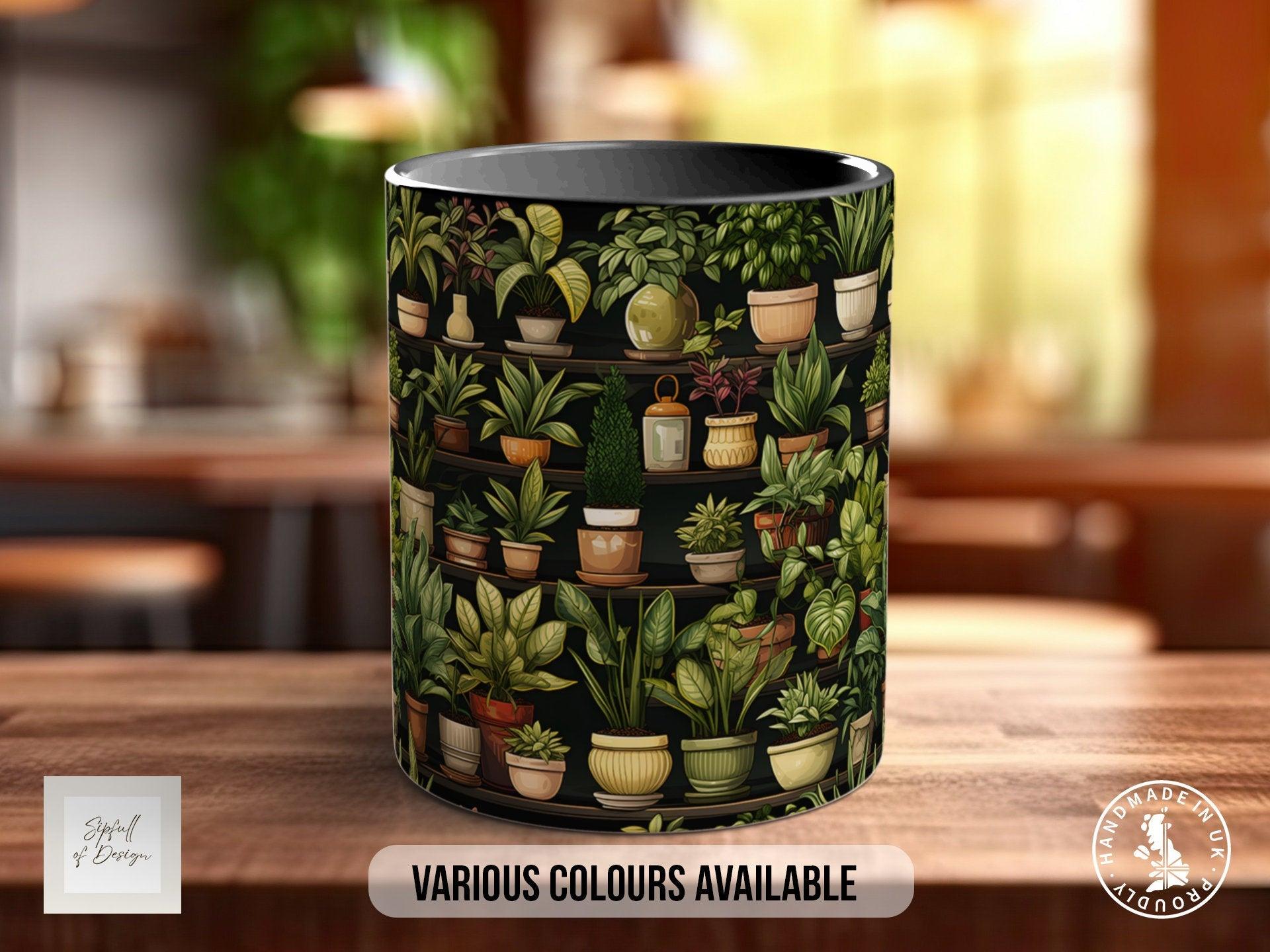 House Plants Full Wrap Art Mug - Design 6 - Coloured 11oz, Bone China 10oz and 15oz and Latte 12oz options. - Sipfull of Design