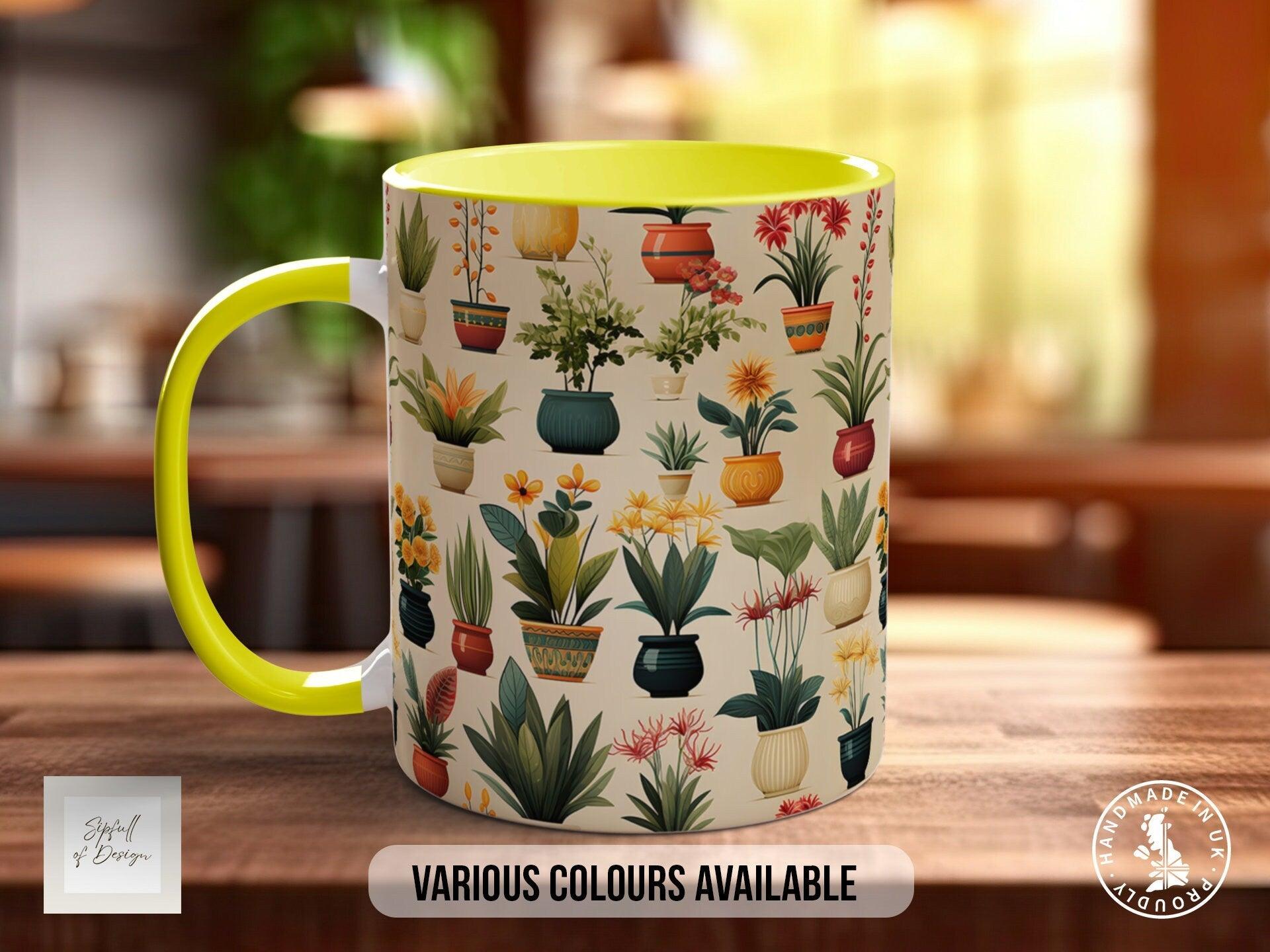 House Plants Full Wrap Art Mug - Design 8 - Coloured 11oz, Bone China 10oz and 15oz and Latte 12oz options. - Sipfull of Design