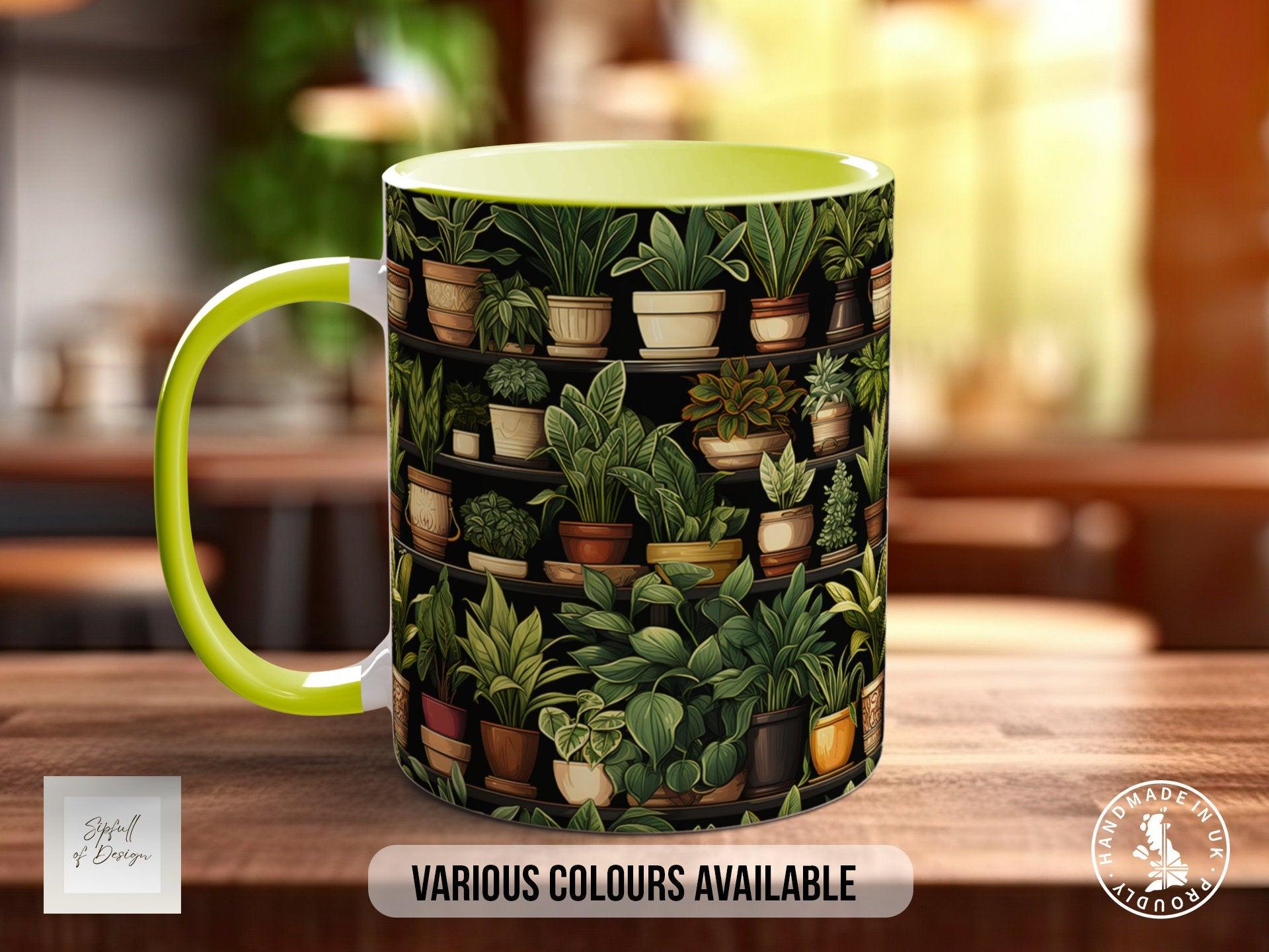 House Plants Full Wrap Art Mug - Design 11 - Coloured 11oz, Bone China 10oz and 15oz and Latte 12oz options - Sipfull of Design