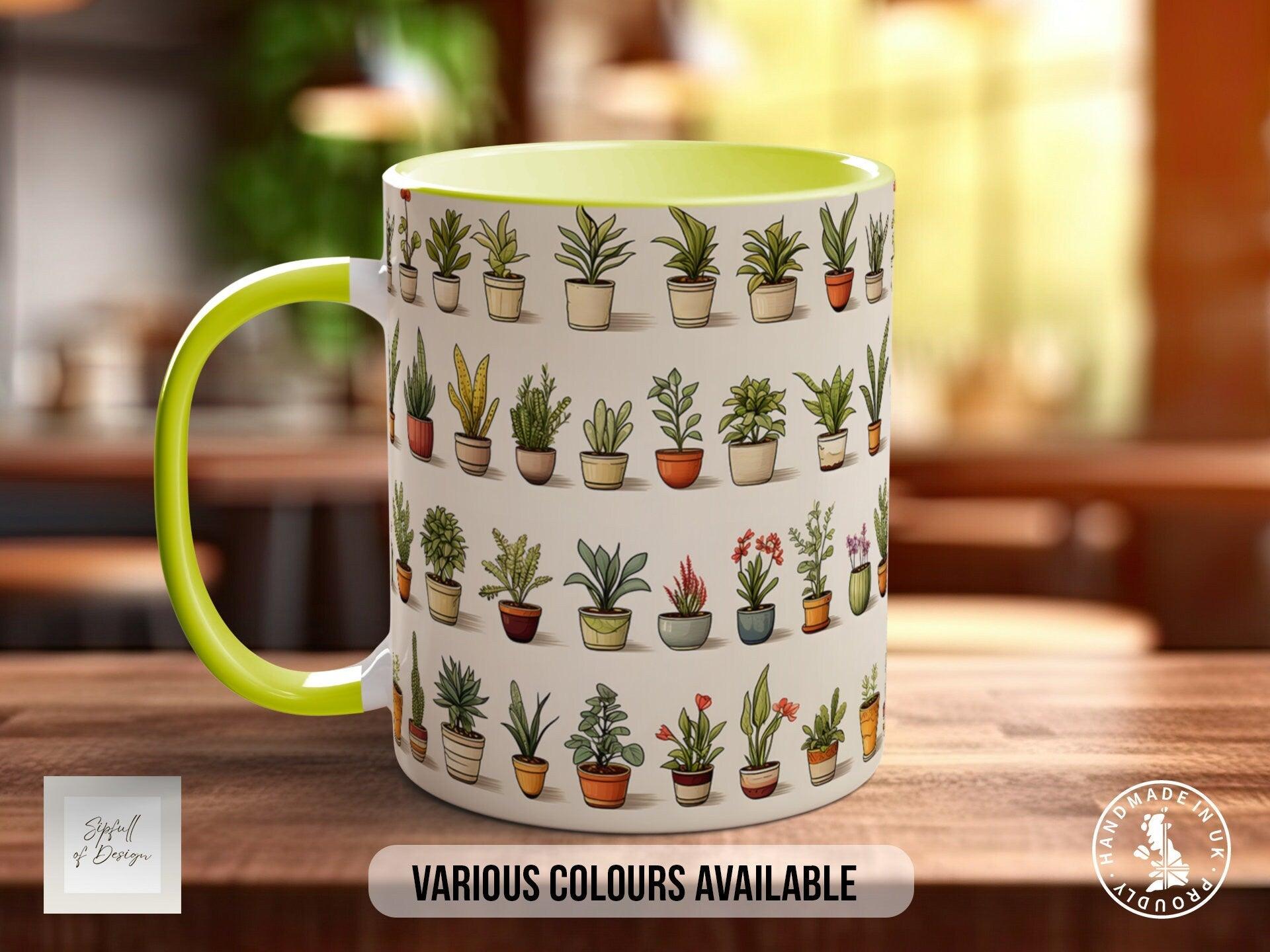 House Plants Full Wrap Art Mug - Design 13 - Coloured 11oz, Bone China 10oz and 15oz and Latte 12oz options. - Sipfull of Design