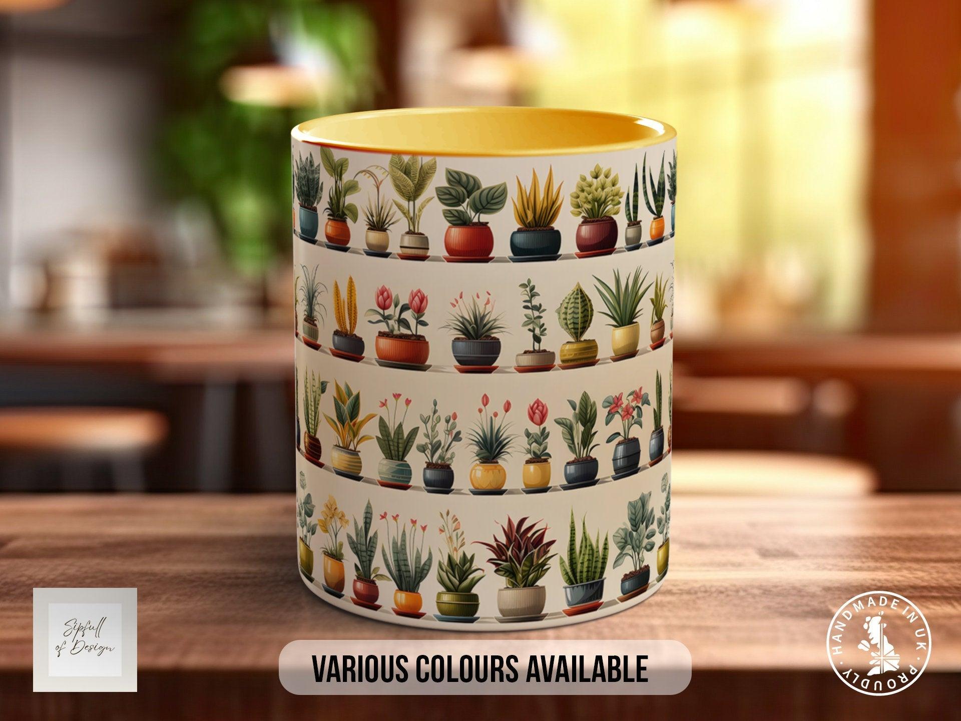 House Plants Full Wrap Art Mug - Design 16 - Coloured 11oz, Bone China 10oz and 15oz and Latte 12oz options. - Sipfull of Design