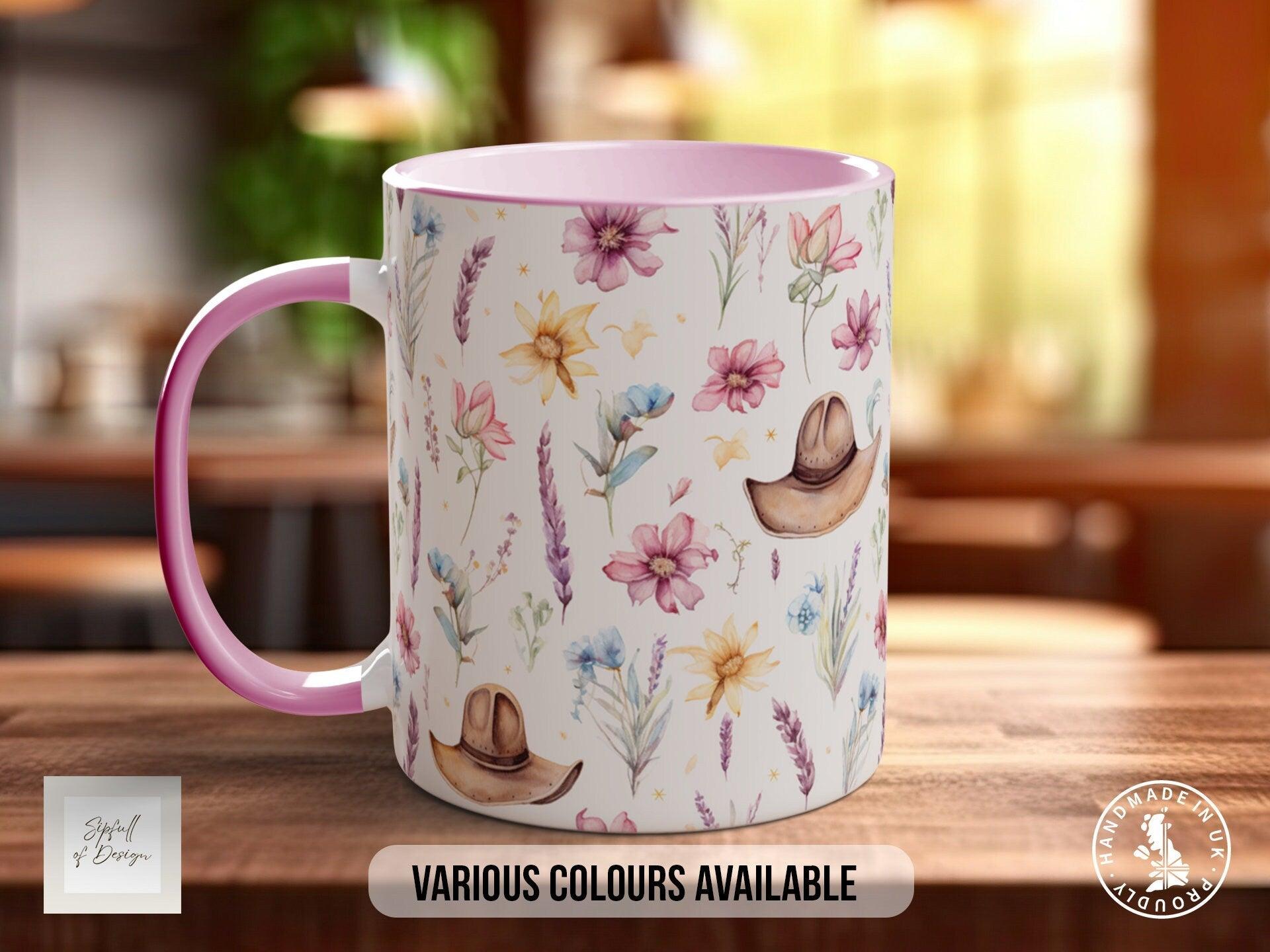 Coloured Floral Western Boho Full Wrap Art Mug - Design 2 - Sipfull of Design