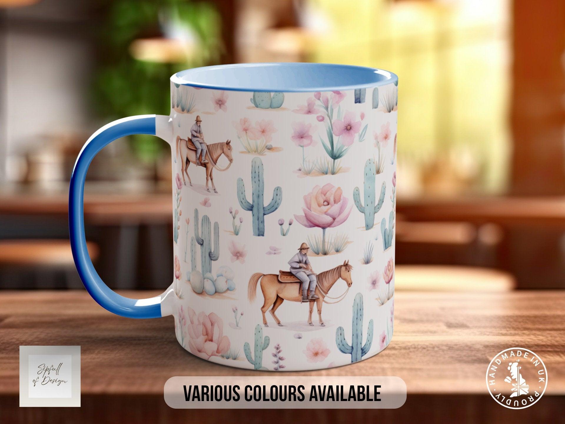Coloured Floral Western Boho Full Wrap Art Mug - Design 8 - Sipfull of Design