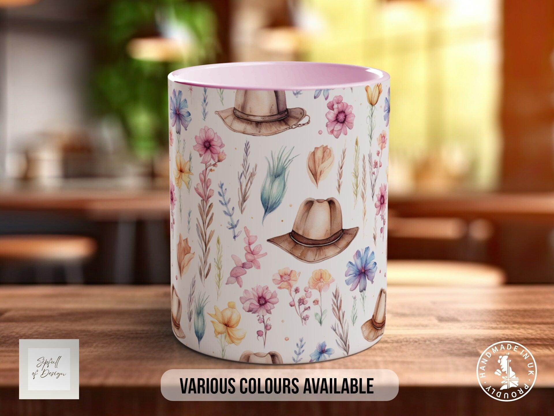 Coloured Floral Western Boho Full Wrap Art Mug - Design 11 - Sipfull of Design