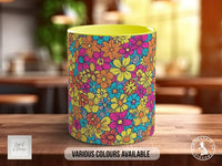Coloured Groovy Flowers Full Wrap Art Mug - Design 5 - Sipfull of Design