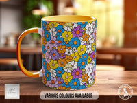 Coloured Groovy Flowers Full Wrap Art Mug - Design 6 - Sipfull of Design