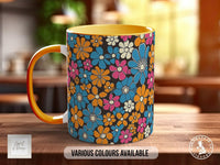 Coloured Groovy Flowers Full Wrap Art Mug - Design 11 - Sipfull of Design