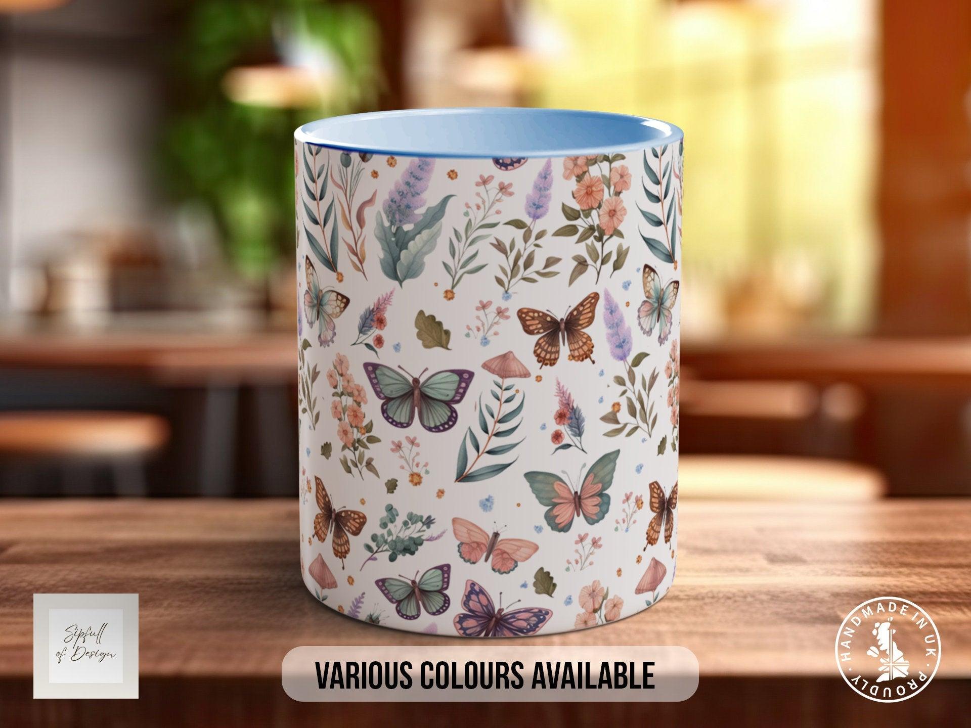 Coloured Watercolour Butterfly Full Wrap Art Mug - Design 2 - Sipfull of Design