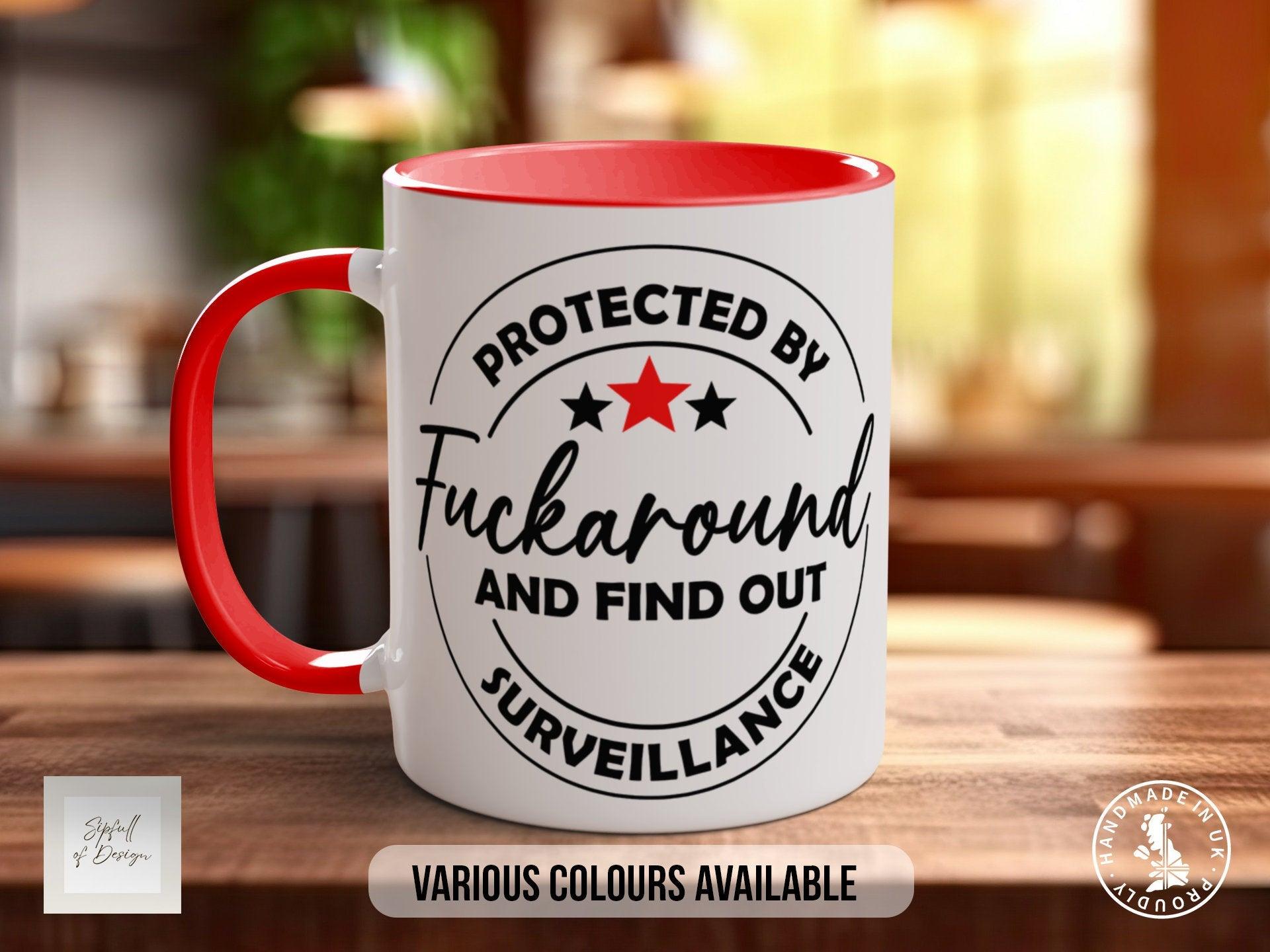 Protected by Fuckaround And Find Out Surveillance Mug - Sipfull of Design
