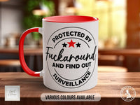Protected by Fuckaround And Find Out Surveillance Mug - Sipfull of Design