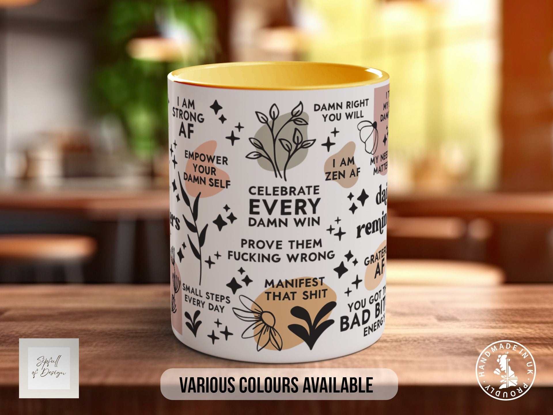 Daily Reminders Vulgar Mug - Motivational and Inspirational, filled with Positive Quotes - Coloured 11oz and Bone China 15oz options