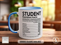 Student Funny Nutritional Facts Mug - Sipfull of Design