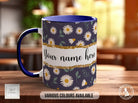 Personalised Daisy Pattern Mug - a Mug of Positivity - Coloured 11oz, Bone China 10oz and 15oz and Latte 12oz options - Sipfull of Design