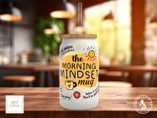 Morning Mindset Mug Frosted Glass Can - Sipfull of Design