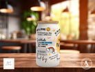 The Morning Mindset Mug Frosted Glass Can - a bamboo cup of positivity with lid and straw!
