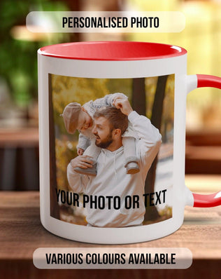Photo and Text Personalised Photo Mug - Coloured with Your Photos - Coloured 11oz and Bone China 15oz options - Sipfull of Design