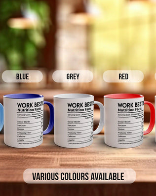 Work Bestie Funny Nutritional Facts Mug - Sipfull of Design