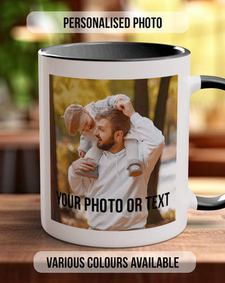 Photo and Text Personalised Photo Mug - Coloured with Your Photos - Coloured 11oz and Bone China 15oz options - Sipfull of Design