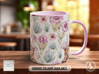 Coloured Floral Western Boho Full Wrap Art Mug - Design 7 - Sipfull of Design
