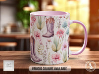 Coloured Floral Western Boho Full Wrap Art Mug - Design 9 - Sipfull of Design
