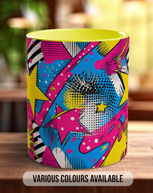 Abstract Comic Pop Pattern Full Wrap Coloured Art Mug - Design 1 - Sipfull of Design