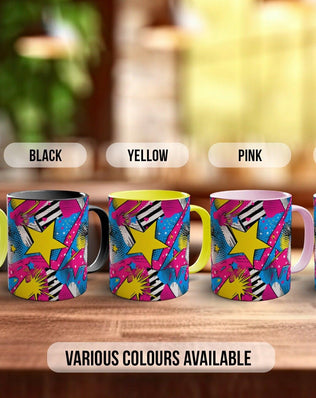 Abstract Comic Pop Pattern Full Wrap Coloured Art Mug - Design 1 - Sipfull of Design